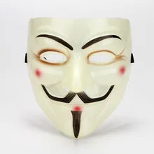 Maskulo NQ1358 V for Vendetta Anonymous Plastic Mask in yellow, famous shape, fits any head size, ideal for party, game, or bedroom games.