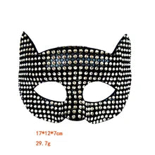 Maskulo NQ1353 Black Crystal Cat Mask for masquerade, cosplay, Halloween, parties, games, and bedroom fun. Made from PVC.