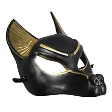 Maskulo NQ1349 Anubis Party Mask in black and gold plastic for Halloween, cosplay, masquerade, and parties.