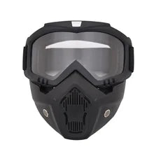 Maskulo NQ1456 Tactical Plastic Face Mask with Acryl Visor, transparent/black, anti-impact, for sports, cosplay, and motorcycle riding.