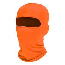 Maskulo NQ1324 Orange Neon Balaclava: Elastic, breathable polyester/spandex full face mask for motorcycle helmets, MTB cycling, outdoor sports, tactical activities, and role-playing. Quick dry face cover.