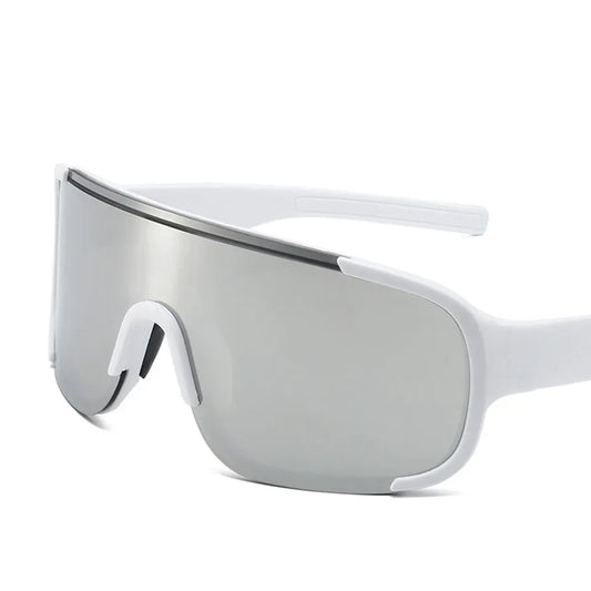Outdoor Cycling Glasses, transparent and white plastic frame, with transparent lens for daily wear and outdoor activities.