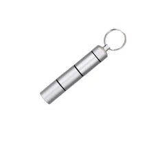 Maskulo NCS315 silver metal travel mini pill container with key ring, ideal for healthcare and travel.