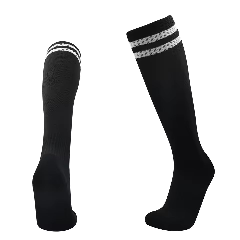 Long Socks. Black + 2 White Stripes