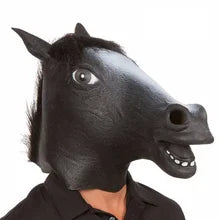 Black Horse Full Head Rubber Mask for Role-Playing