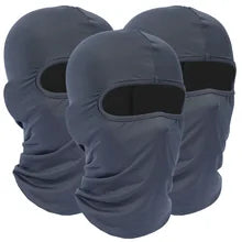 Maskulo NQ1317 Gray Eye Area Opening Full Face Balaclava, made of Polyester/Spandex, ideal for motorcycle helmets, MTB cycling, and outdoor sports.