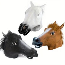Maskulo NQ1364 Black Horse Full Mask. PVC Rubber, fits M-XL, realistic, high-quality. Ideal for roleplaying, theater, cosplay.