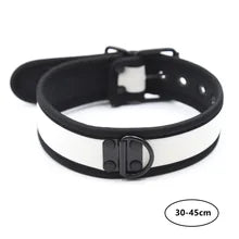 Maskulo NQ1442 Puppy Accessory Collar for role-playing, white & black, made of neoprene and stainless steel, ideal for cosplay, parties, or bedroom games.