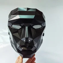 Maskulo NQ1355 Black Cyborg Plastic Face Mask, fancy shape, fits any head size, for parties, games, and bedroom fun.