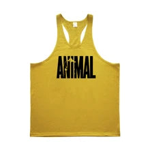 Maskulo NTP316 "ANIMAL" Gym Tank Top in Yellow/Black, made of Cotton/Spandex/Polyester, highlighting muscles. Ideal for gym, sports, and daily wear.