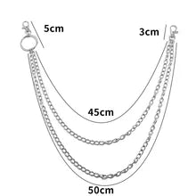 Maskulo NQ4325 Silver Metal Belt Chain for pants, Hip-Hop Punk Rock style, stainless steel, 2 chains, for cosplay or daily wear.