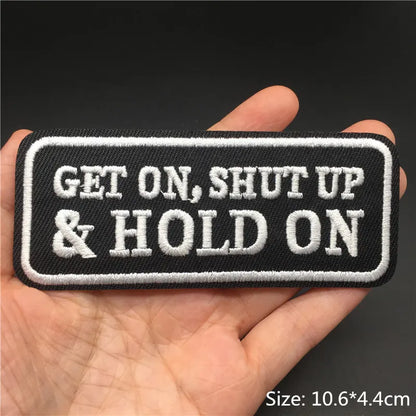 Witty Slogan Patch, black and white, with slogan embroidery and loop fastener, perfect for cosplay and daily wear.