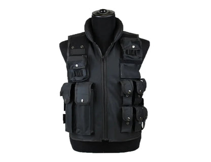 Maskulo NVS312 Tactical Vest in Black/White. Features SWAT design, nylon/polyester material, and impressive massive collar. Ideal for daily wear, gym, sports.