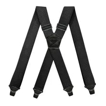Maskulo NQ2312 black suspenders: leather-friendly, heavy-duty 25mm Nylon/Spandex with plastic buckles, ideal for daily wear.