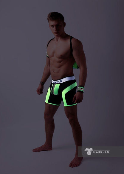 Youngero Classic. Open Rear Shorts. Green Neon