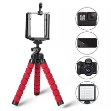 Flexible Octopus Smartphone Tripod NEL331 in black/red for travel, made of plastic, rubber, and metal.