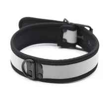 Maskulo NQ1444 Gray Black Puppy Accessory Collar for Role-Playing, Neoprene/Stainless Steel, ideal for cosplay, parties, or bedroom games.