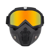 Maskulo NQ1450 Tactical Plastic Face Mask with Acryl Visor in red, yellow, and black. Anti-impact for sports, cosplay, and tactical activities.
