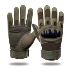 Maskulo NQ3313 Tactical Gloves - Green Army/Dark Green, with plastic knuckles, made of Polyester/Nylon for airsoft, motorcycle riding, or tactical use.