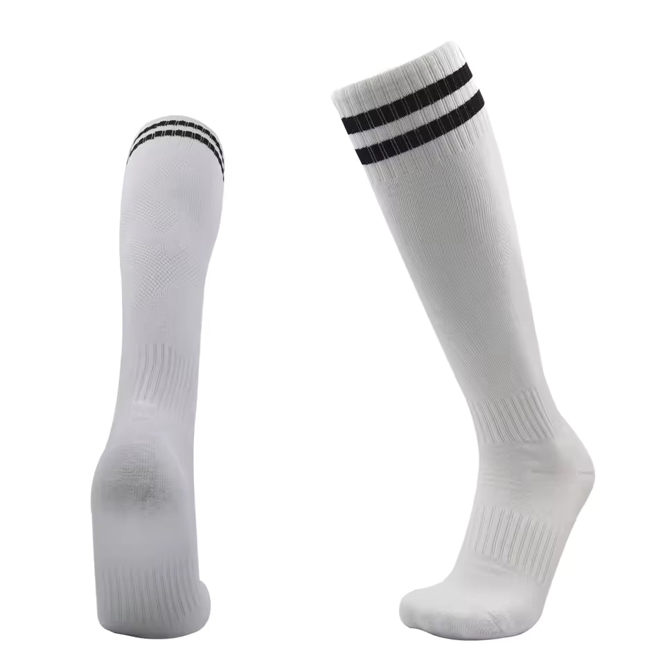 Long Socks. White + 2 Black Stripes
