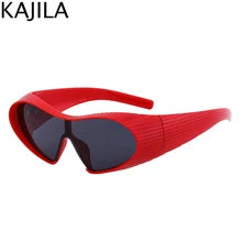Maskulo NQ1379 Oversized Red Cat Eye Futuristic Sunglasses, Black Glass, for cycling, daily wear, parties, running, travel.