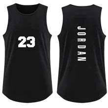 Maskulo NTP321 Black/White Sleeveless Varsity Top, polyester, with "23" print, ideal for gym, sports, and daily wear.