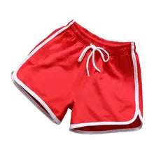 Maskulo NSH337 Red Jogging Shorts with White Stripe, 80s style, Spandex/Nylon/Polyester, for gym, sports, and casual wear.