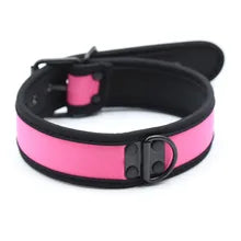 Maskulo NQ1429 Pink and Black Neoprene Puppy Accessory Collar for role-playing, cosplay, and parties.