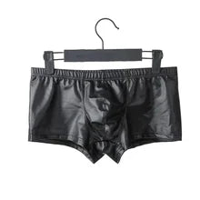 PU Leather Mini Shorts with Regular Rear. Black