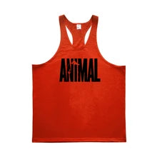 Maskulo NTP314 Red/Black "ANIMAL" Gym Tank Top, highlights neck, shoulders, biceps, ideal for daily wear, gym, and sports.