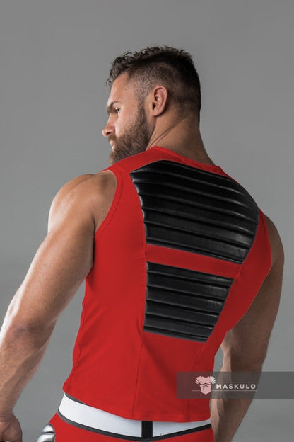 Armored Standard. Sleeveless Top with Front Pads. Red