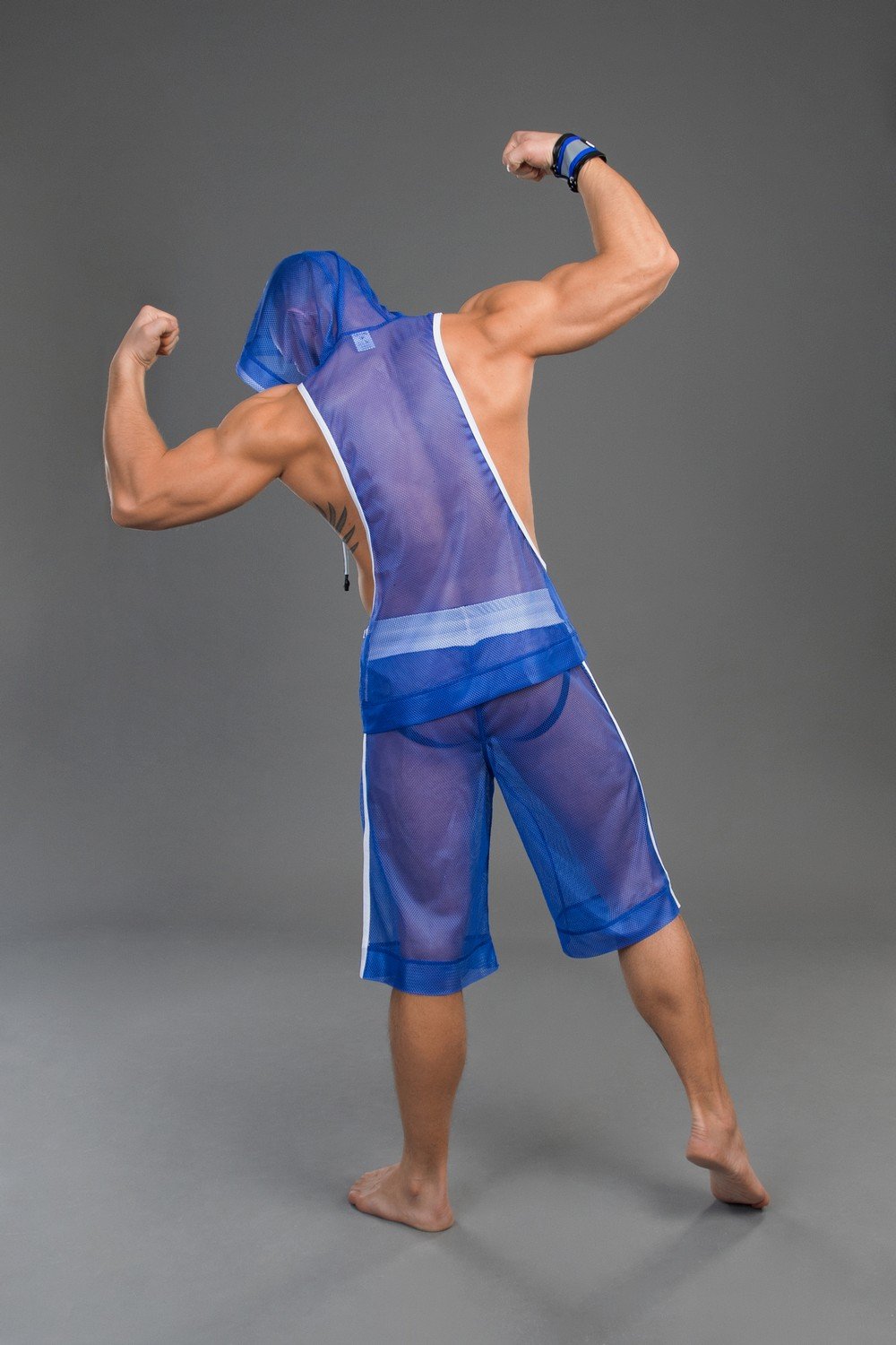 Youngero Classic. Mesh Hoodie Top. Blue Royal