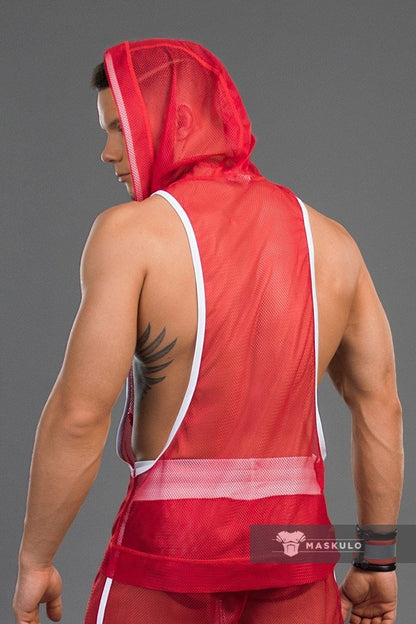Youngero Classic. Mesh Hoodie Top. Red