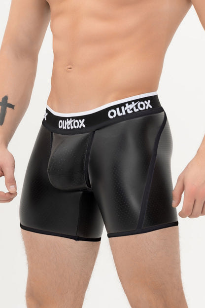 Outtox. Open Rear Shorts with Snap Codpiece. Black