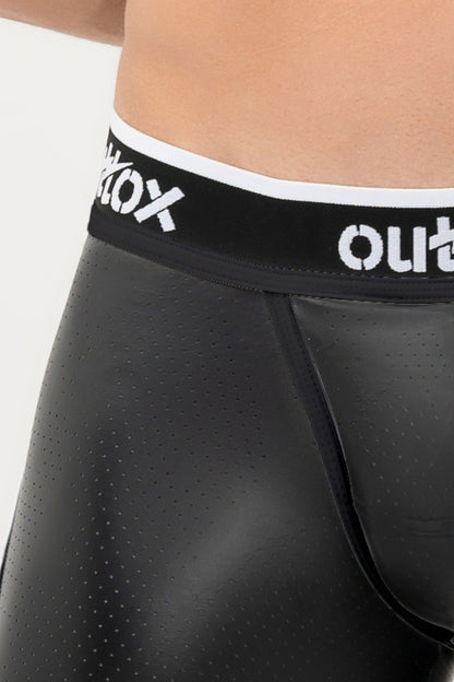Outtox. Open Rear Shorts with Snap Codpiece. Black