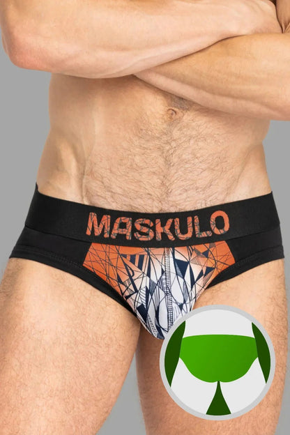 Armor Briefs With Art-X Effect. Black And Orange - MBR144-Y1 - www.maskulo.berlin - Local store