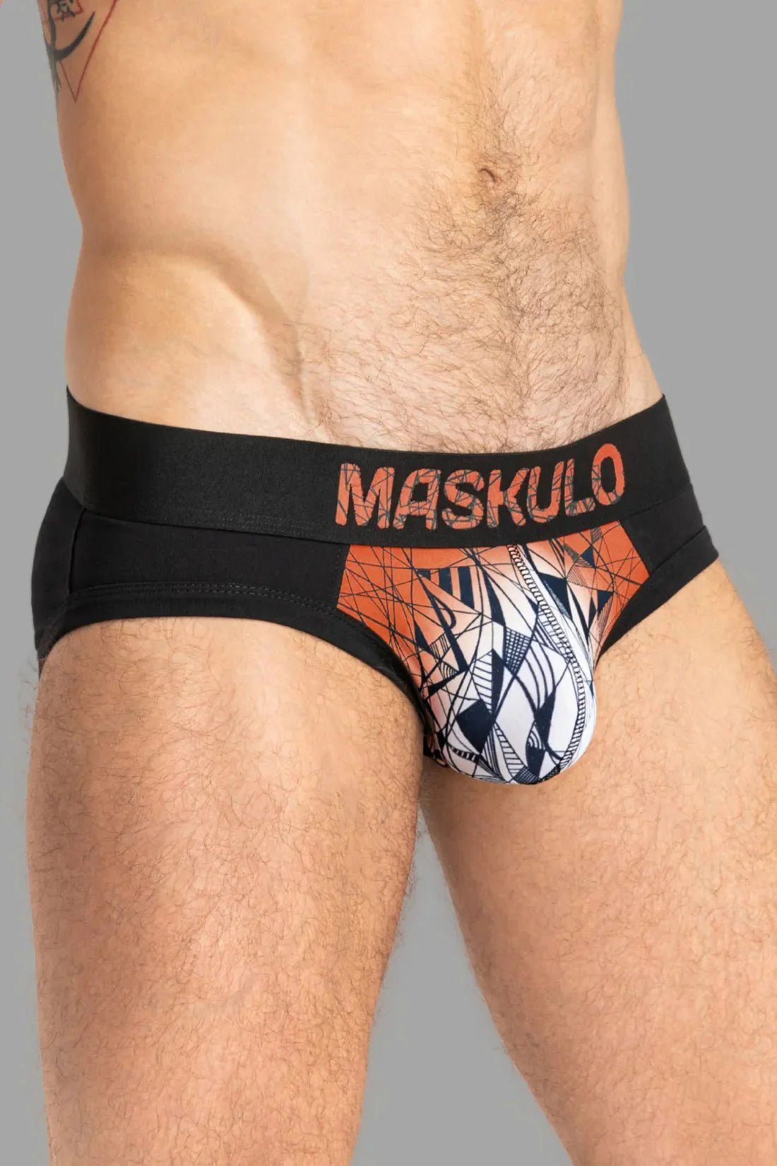 Armor Briefs With Art-X Effect. Black And Orange - MBR144-Y1 - www.maskulo.berlin - Local store