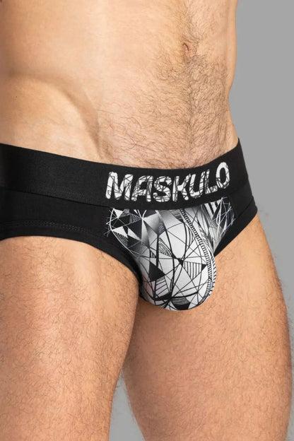 Armor Briefs With Art-X Effect. Black And White - MBR146-Y1 - www.maskulo.berlin - Local store