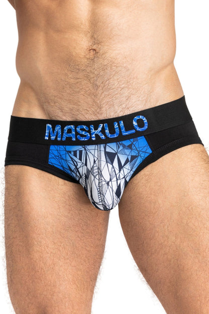 Armor Briefs With Art-X Effect. Black+Blue Royal - MBR145-Y1 - www.maskulo.berlin - Local store
