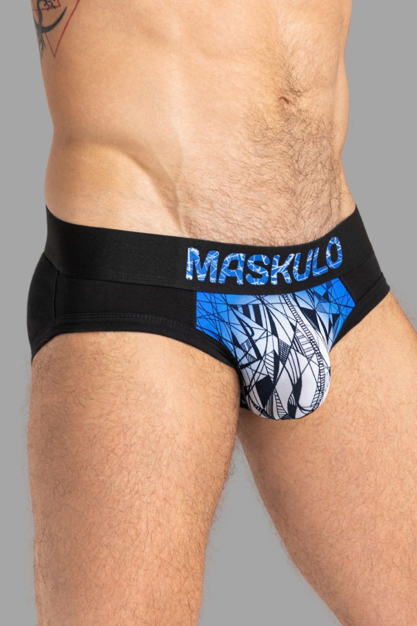 Armor Briefs With Art-X Effect. Black+Blue Royal - MBR145-Y1 - www.maskulo.berlin - Local store