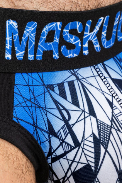 ARMOR Briefs with ART - X effect. Black+Blue Royal - MBR145 - Y2 - www.maskulo.berlin - Local store