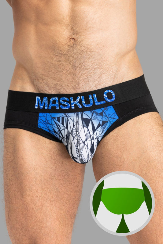 ARMOR Briefs with ART - X effect. Black+Blue Royal - MBR145 - Y2 - www.maskulo.berlin - Local store