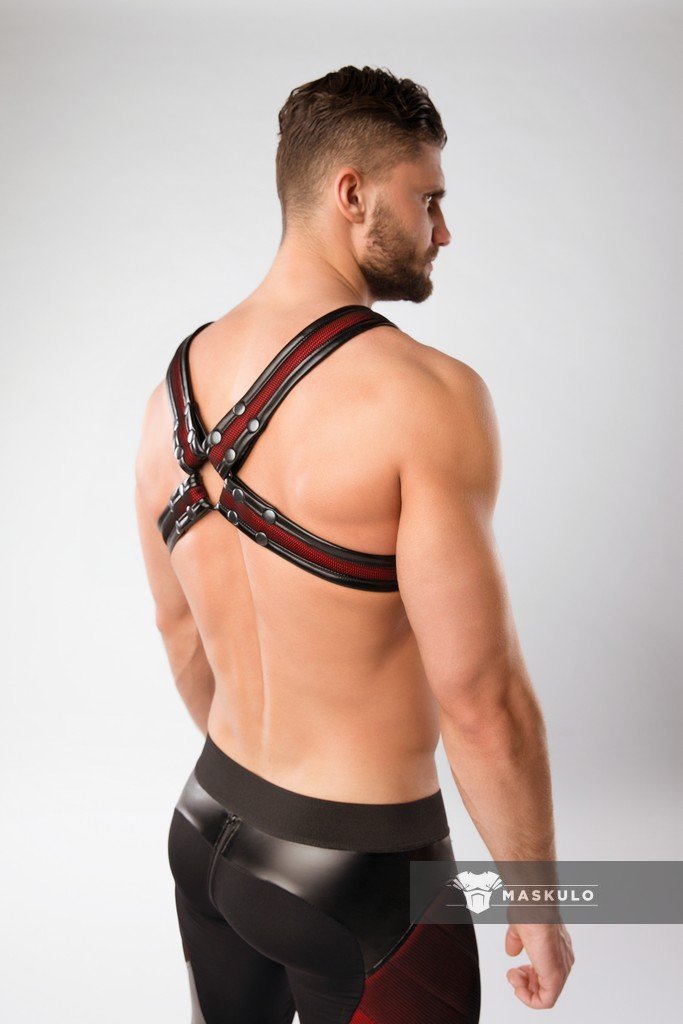 Armored. Color-Under. '2 Fronts' Chest Harness. Red - MHR127-Y1 6 - www.maskulo.berlin Local City Store