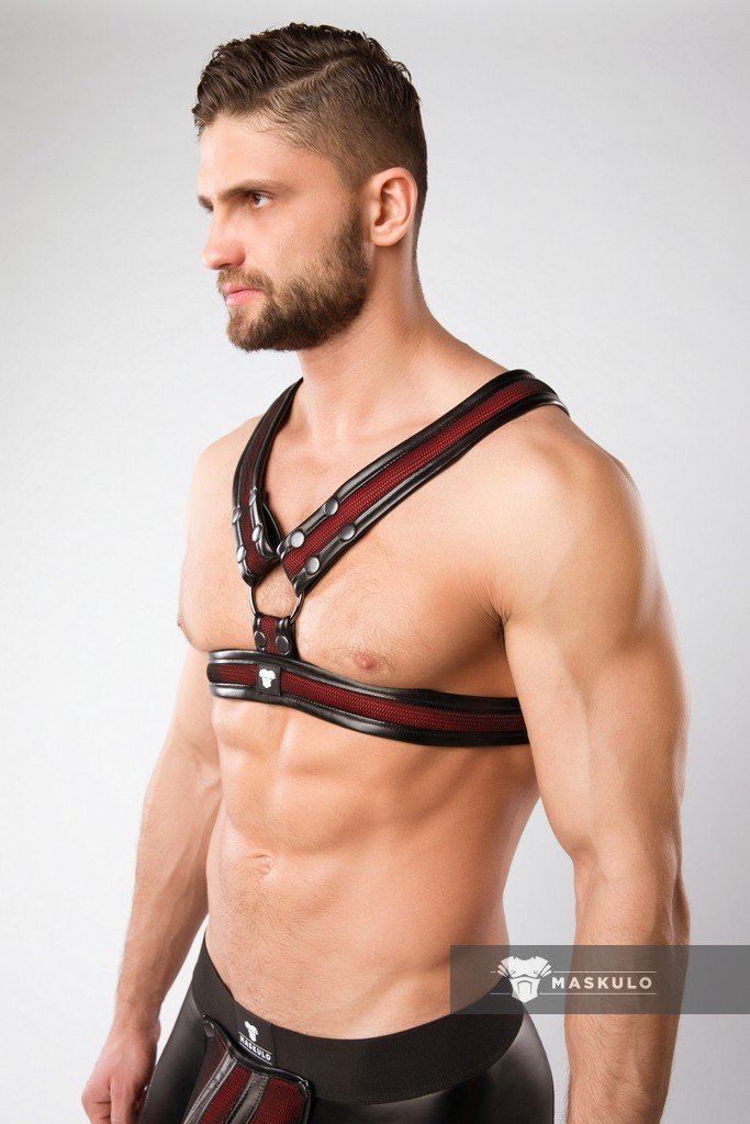 Armored. Color-Under. '2 Fronts' Chest Harness. Red - MHR127-Y1 5 - www.maskulo.berlin Local City Store
