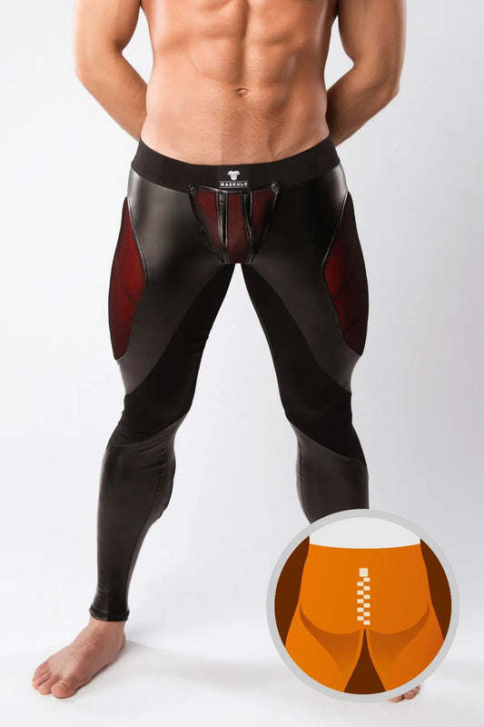 Armored. Color - Under. Men's Leggings. Zipped Rear. Red - MLG101 - Y1 - www.maskulo.berlin - Local store