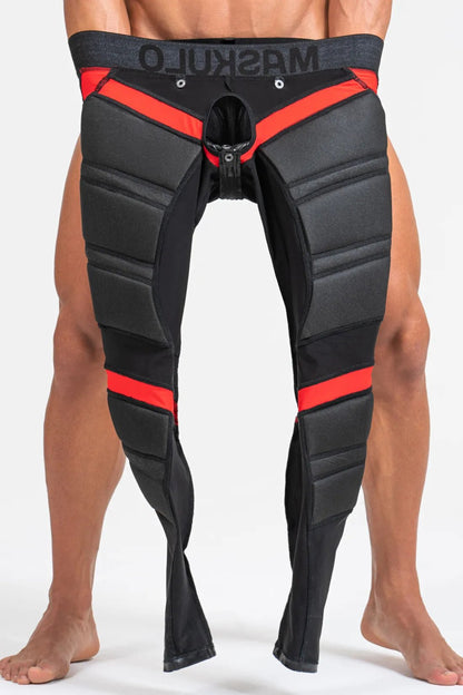 Armored Leggings 'Big Bulge'. Black And Red - MLG106-Y1 5 - www.maskulo.berlin Local City Store