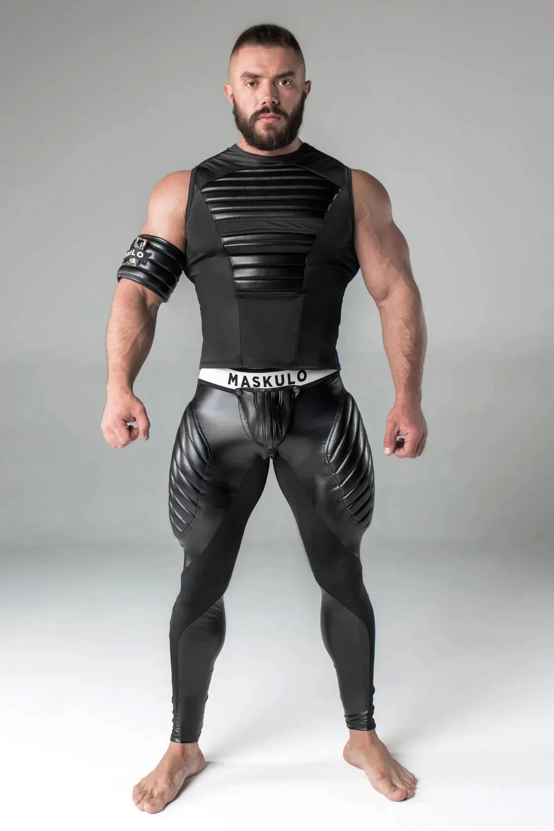 Armored Leggings. Codpiece. Zip-Rear. Black - MLG108-Y1 - www.maskulo.berlin - Local store