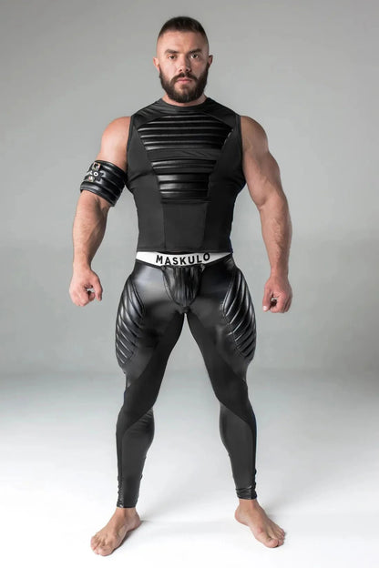 Armored Leggings. Codpiece. Zip-Rear. Black - MLG108-Y1 - www.maskulo.berlin - Local store