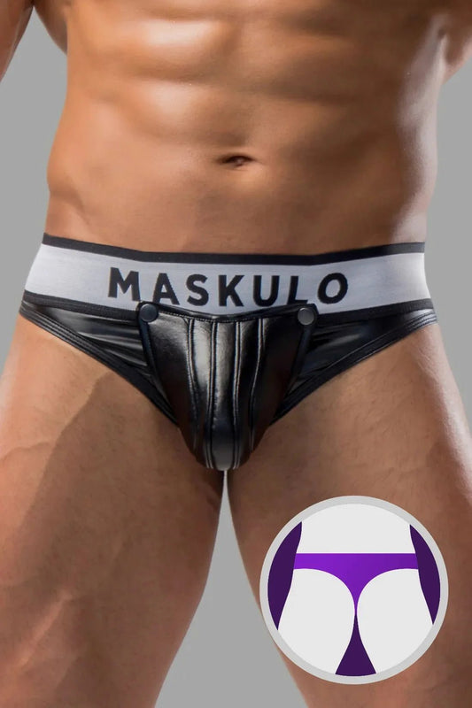 Armored. Men's Thongs. Detachable Codpiece. Black - MTN101-Y1 - www.maskulo.berlin - Local store
