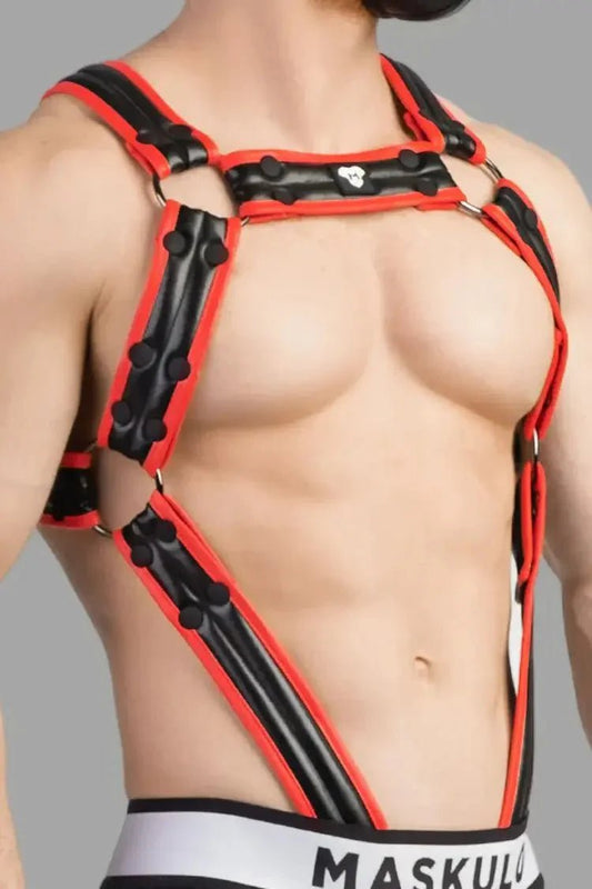 Armored Next. Body Harness. Black and Red - MHR109 - Y4 - www.maskulo.berlin - Local store